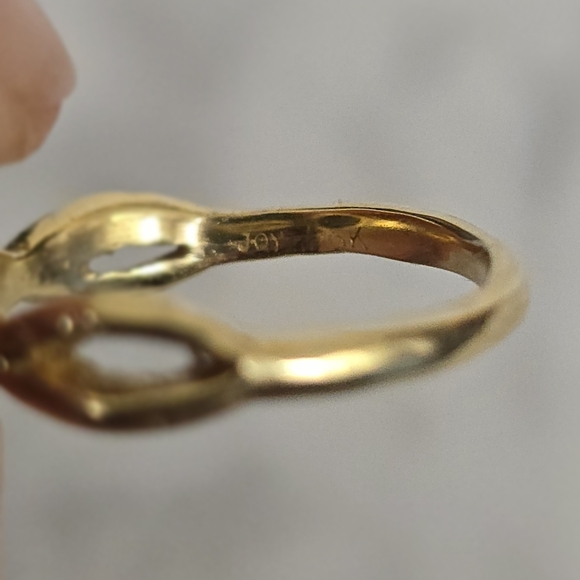 COMMUNION BY JOY 18K Yellow Gold Sapphire with Diamond Halo Ring Size 5 - Picture 7 of 8